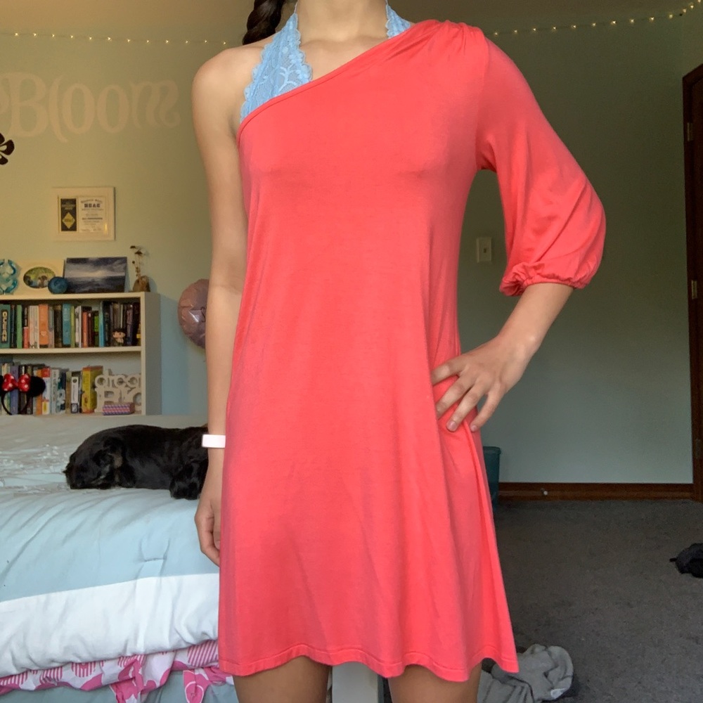 SOUTH MOON UNDER CORAL OFF THE SHOULDER DRESS